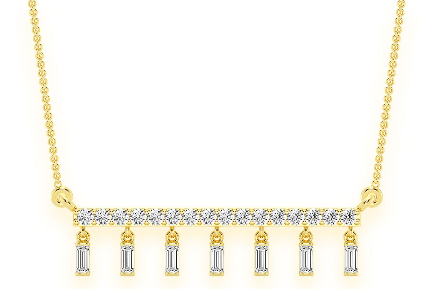 Pandantiv tip baghetă cu diamant, aur masiv de 14k, 0.45ct