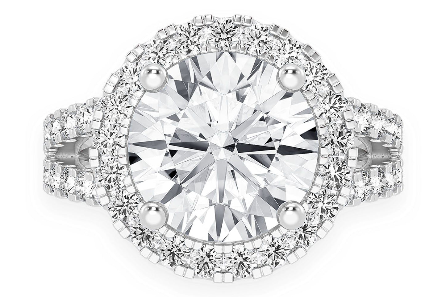 3.00CT ROUND SOLITAIRE - TWO ROW SPLIT - DIAMOND ENGAGEMENT RING