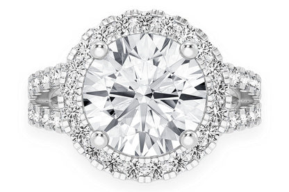 3.00CT ROUND SOLITAIRE - TWO ROW SPLIT - DIAMOND ENGAGEMENT RING