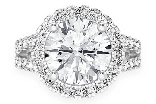3.00CT ROUND SOLITAIRE - TWO ROW SPLIT - DIAMOND ENGAGEMENT RING