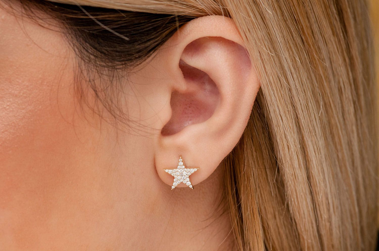 5 POINT STAR STUD DIAMOND EARRINGS 14K SOLID GOLD 0.40CTW