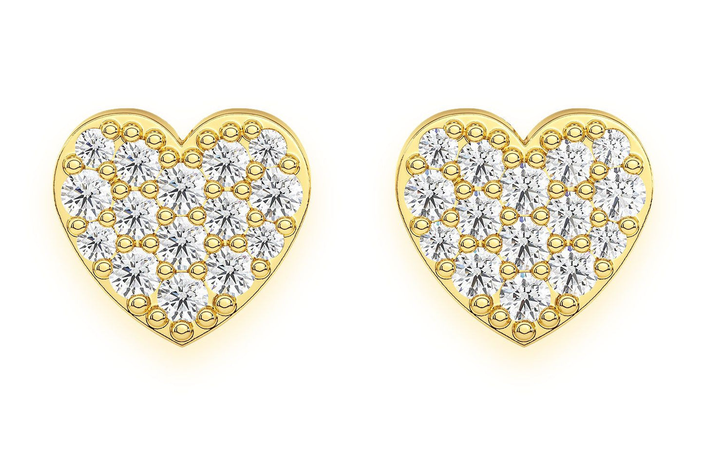 HEART STUD DIAMOND EARRINGS 14K SOLID GOLD 0.25CTW