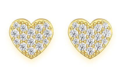 HEART STUD DIAMOND EARRINGS 14K SOLID GOLD 0.25CTW