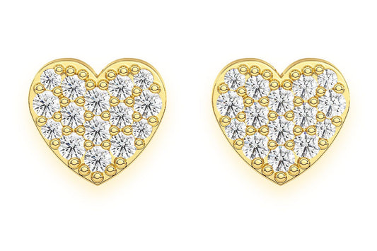 HEART STUD DIAMOND EARRINGS 14K SOLID GOLD 0.25CTW