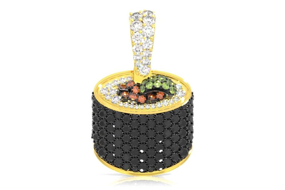 PANDANT SUSHI ROLL CU DIAMANT AUR MASIV DE 14K 0.60CT