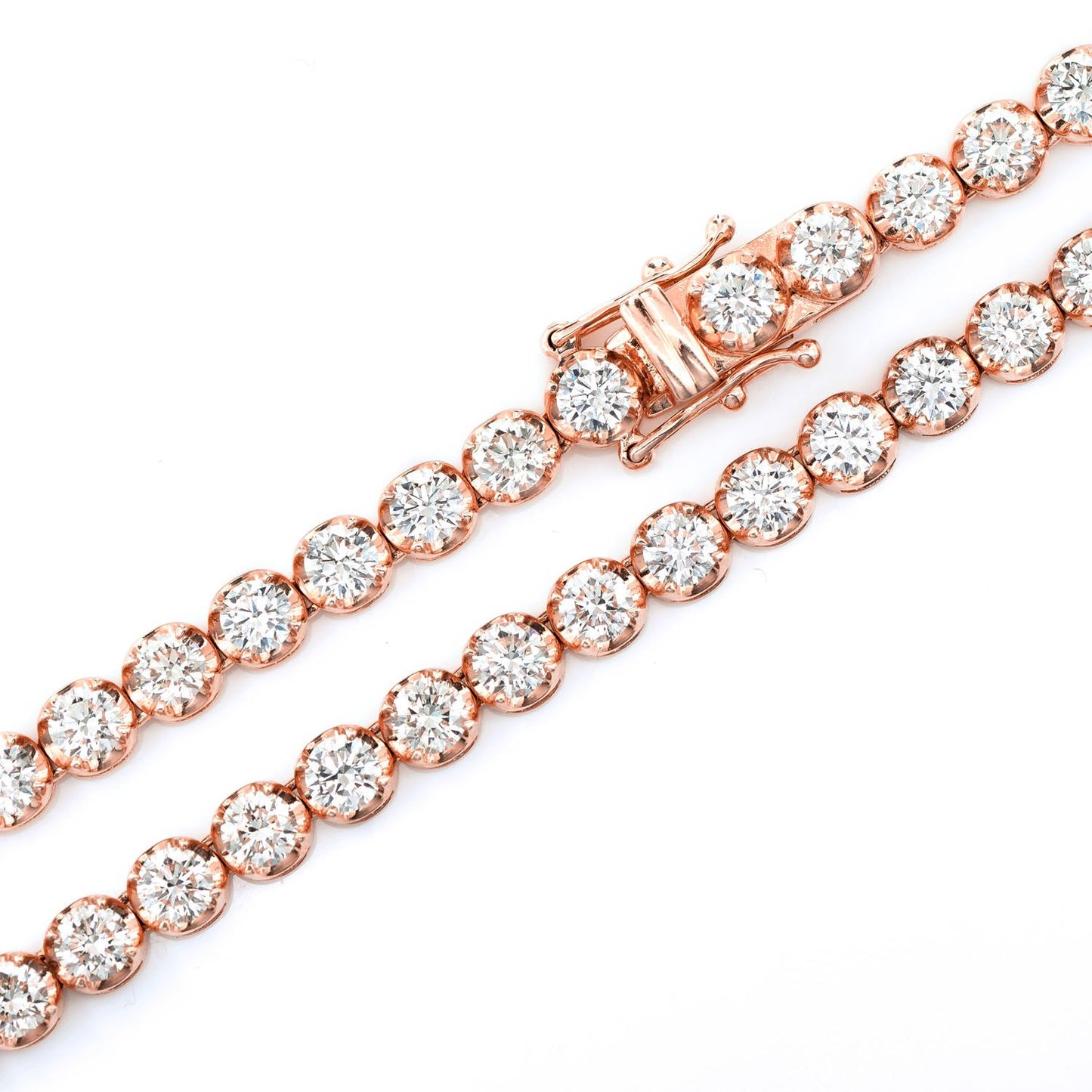 16PT CROWN SET DIAMOND TENNIS NECKLACE 14K SOLID GOLD 17.00CTW