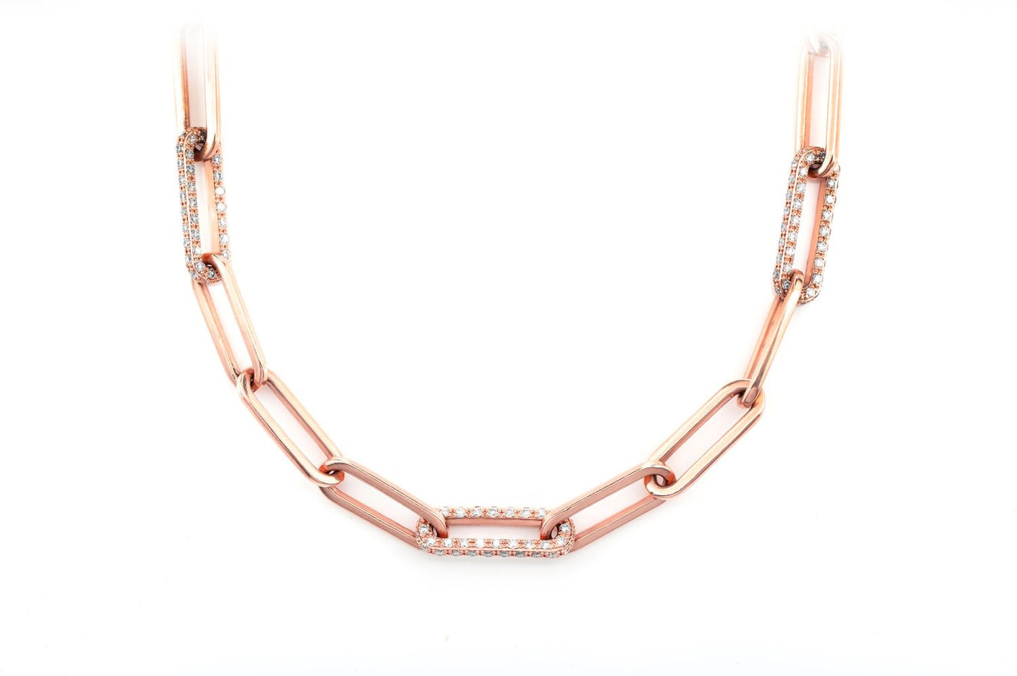 COLIER CU DIAMANTE ALTERNATIVE, LEGĂTURĂ ROLO, 44,5 cm, AUR MASIV DE 14K, 3,00 CT