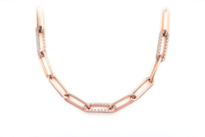 COLIER CU DIAMANTE ALTERNATIVE, LEGĂTURĂ ROLO, 44,5 cm, AUR MASIV DE 14K, 3,00 CT