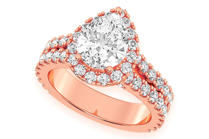 SPHINX - 2.00CT PEAR SOLITAIRE - TWO ROW SPLIT SCALLOP - DIAMOND ENGAGEMENT RING