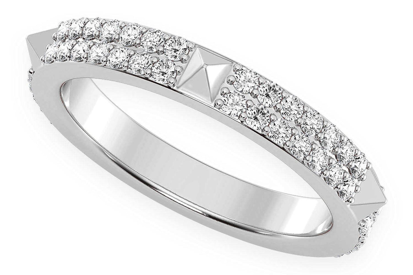 TWO ROW SPIKE DIAMOND RING 14K SOLID GOLD 0.50CTW