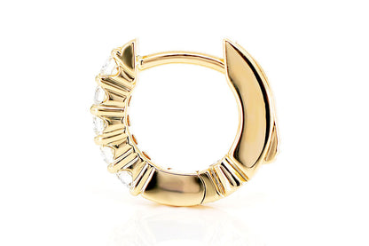 SCALLOP DIAMOND HOOP EARRINGS 14K SOLID GOLD 0.30CTW