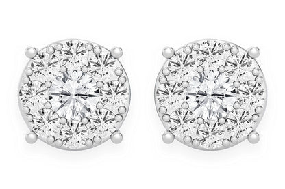 CERCEI CU DIAMANT ȘTIF, MOZAIC, 1.50CTW, AUR MASIV DE 14K
