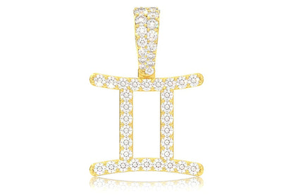 GEMINI ZODIAC DIAMOND PENDANT 14K SOLID GOLD 0.75CTW