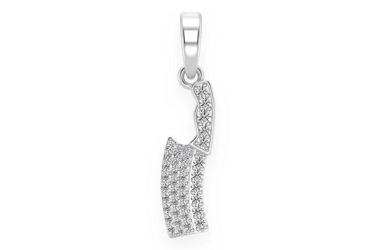 BUTCHER'S KNIFE DIAMOND PENDANT 14K SOLID GOLD 0.35CTW