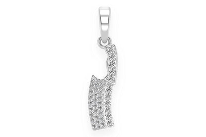 BUTCHER'S KNIFE DIAMOND PENDANT 14K SOLID GOLD 0.35CTW
