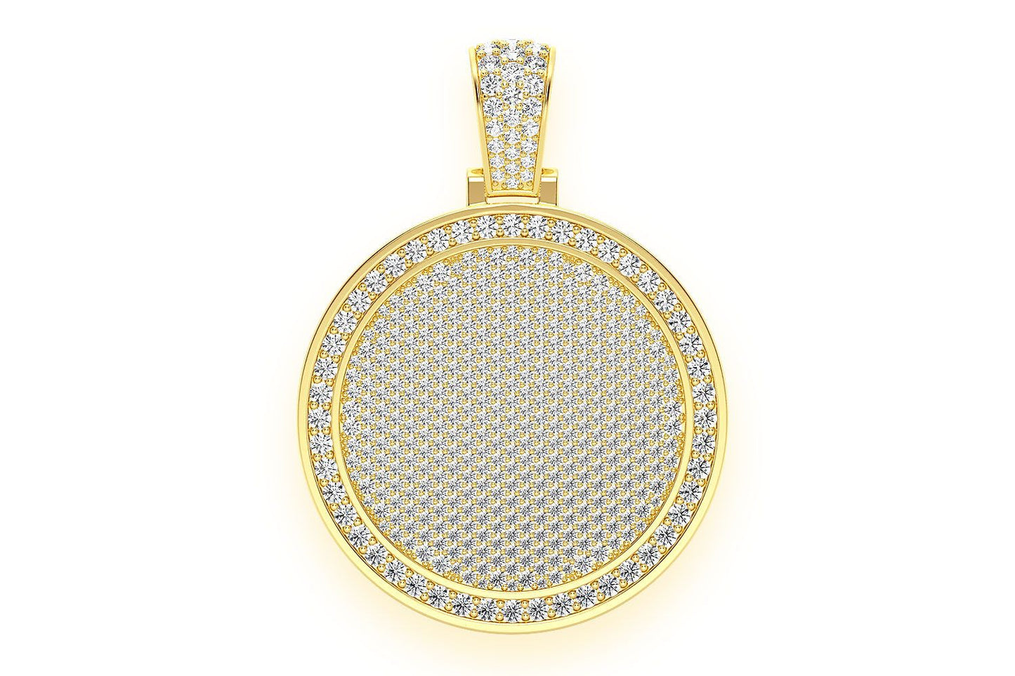 ROUND MEDALLION DIAMOND PENDANT 14K SOLID GOLD 5.00CTW