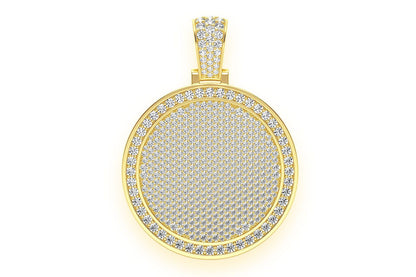 ROUND MEDALLION DIAMOND PENDANT 14K SOLID GOLD 5.00CTW