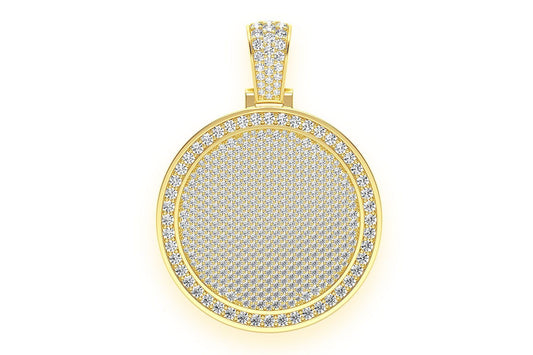 ROUND MEDALLION DIAMOND PENDANT 14K SOLID GOLD 5.00CTW