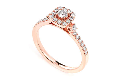 SINGLE BAND DIAMOND HALO ENGAGEMENT RING - 14K SOLID GOLD - 1.00CTW