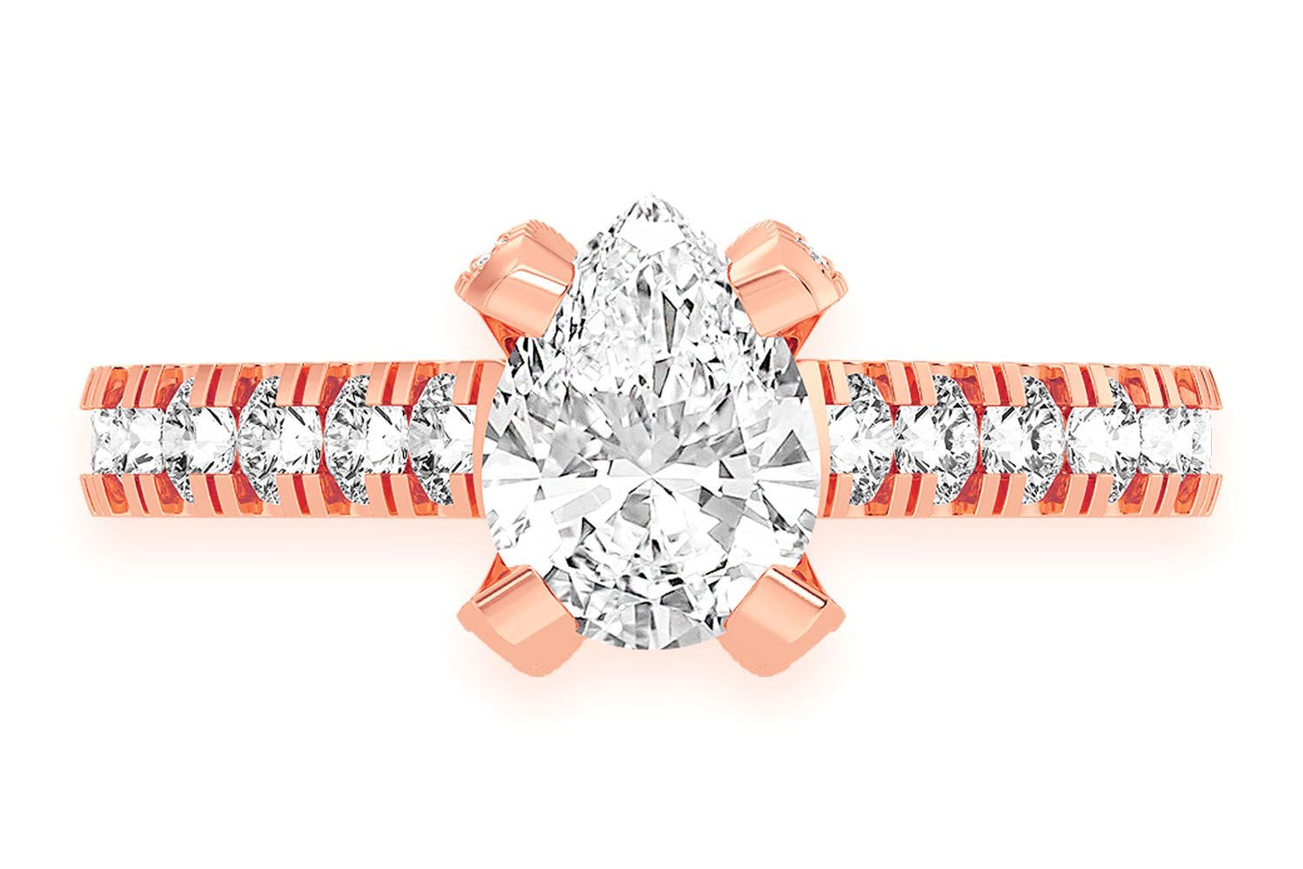 THINN - 1.00CT PEAR SOLITAIRE - SINGLE ROW SCALLOP - DIAMOND ENGAGEMENT RING