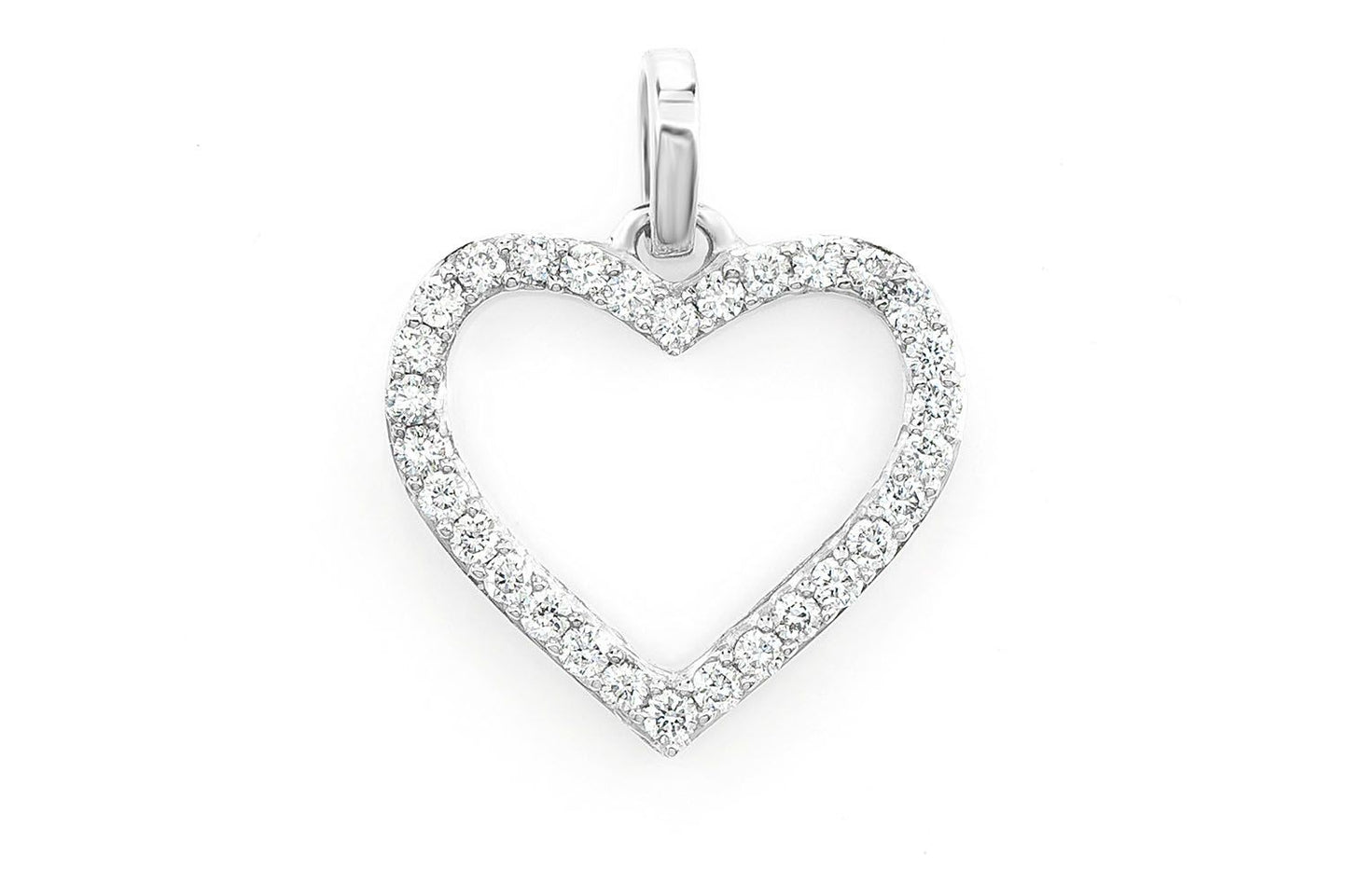 PANDANT CU INIMĂ DESCHISĂ, CU DIAMANT, AUR MASIV DE 14K, 0.10CTW