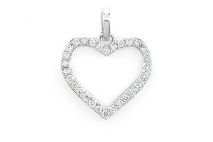 PANDANT CU INIMĂ DESCHISĂ, CU DIAMANT, AUR MASIV DE 14K, 0.10CTW