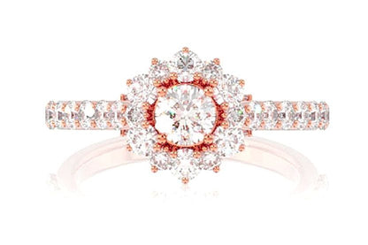 TWO LAYER CLUSTER HALO DIAMOND ENGAGEMENT RING - 1.00CTW