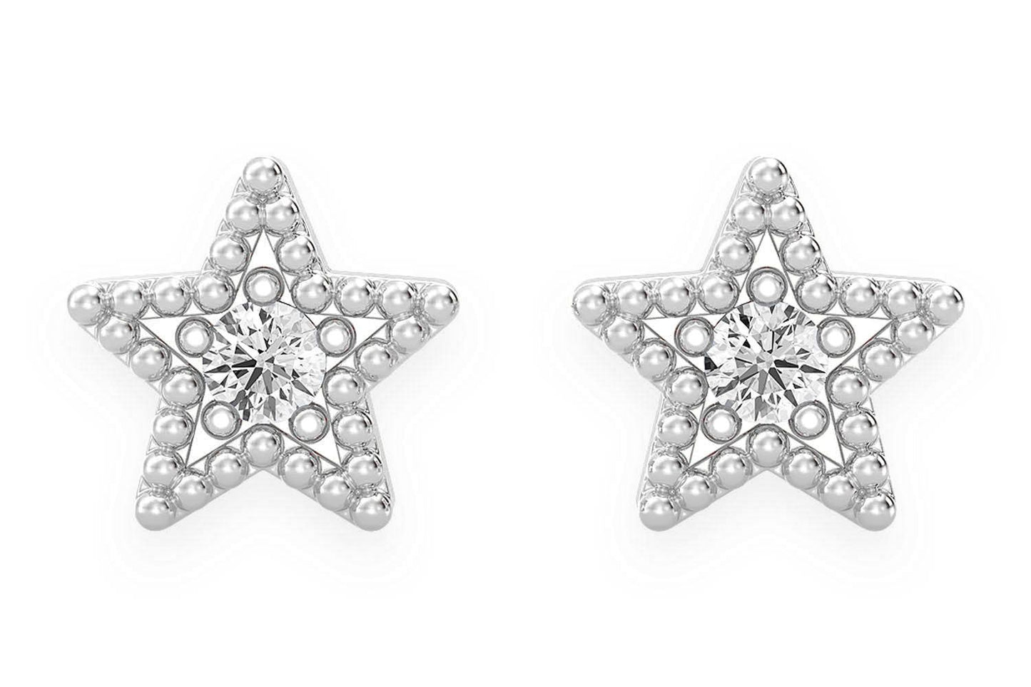 STAR DIAMOND EARRINGS 14K SOLID GOLD 0.05CTW