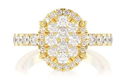 OVAL CLUSTER DIAMOND ENGAGEMENT RING 14K SOLID GOLD - 1.50CTW