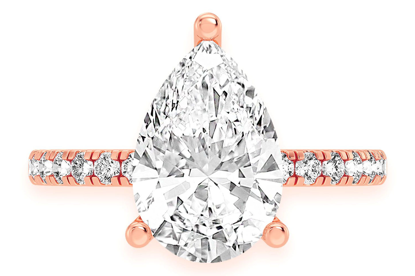 3.00CT PEAR SOLITAIRE - ONE ROW UNDER HALO - DIAMOND ENGAGEMENT RING
