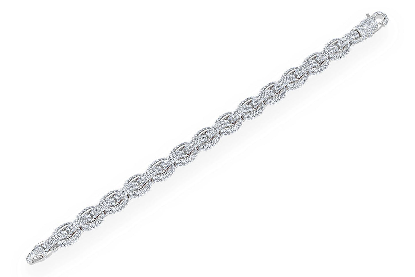 10MM ELONGATED ROLO DIAMOND BRACELET 14K SOLID GOLD 13.70CTW