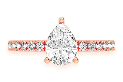 THINN - 1.00CT PEAR SOLITAIRE - ONE ROW UNDER HALO - DIAMOND ENGAGEMENT RING