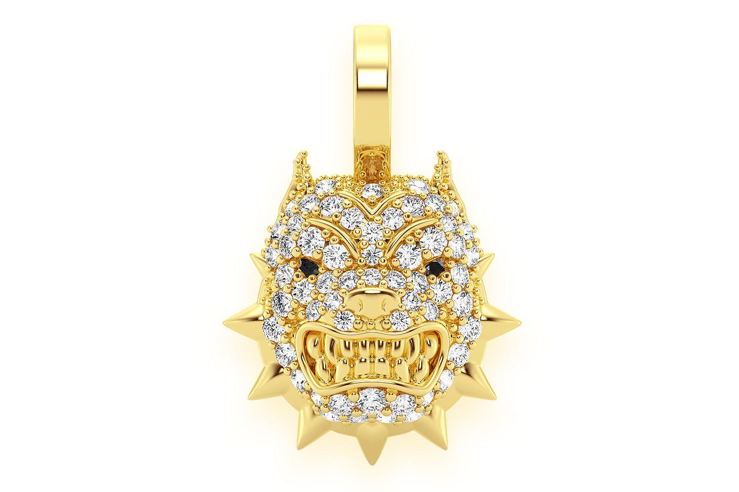 PITBULL SPIKE COLLAR DIAMOND PENDANT 14K SOLID GOLD 0.25CTW