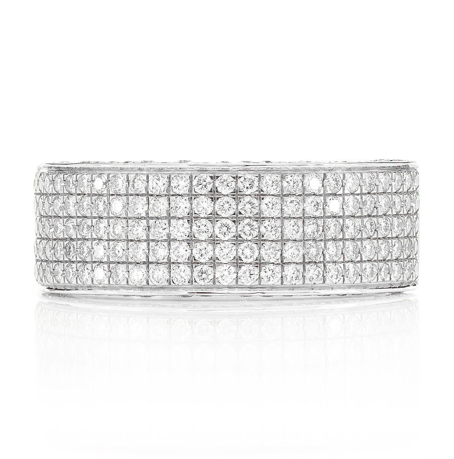 FIVE ROW PAVE DIAMOND BAND RING 14K SOLID GOLD 1.00CTW