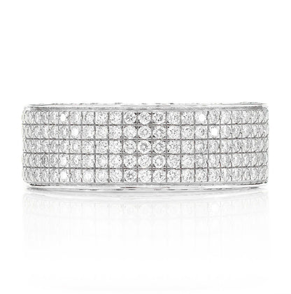 FIVE ROW PAVE DIAMOND BAND RING 14K SOLID GOLD 1.00CTW