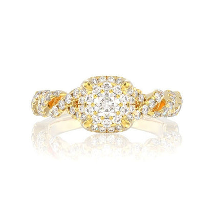 0.85CTW DOUBLE HALO CLAW TWIST DIAMOND ENGAGEMENT RING 14K SOLID GOLD