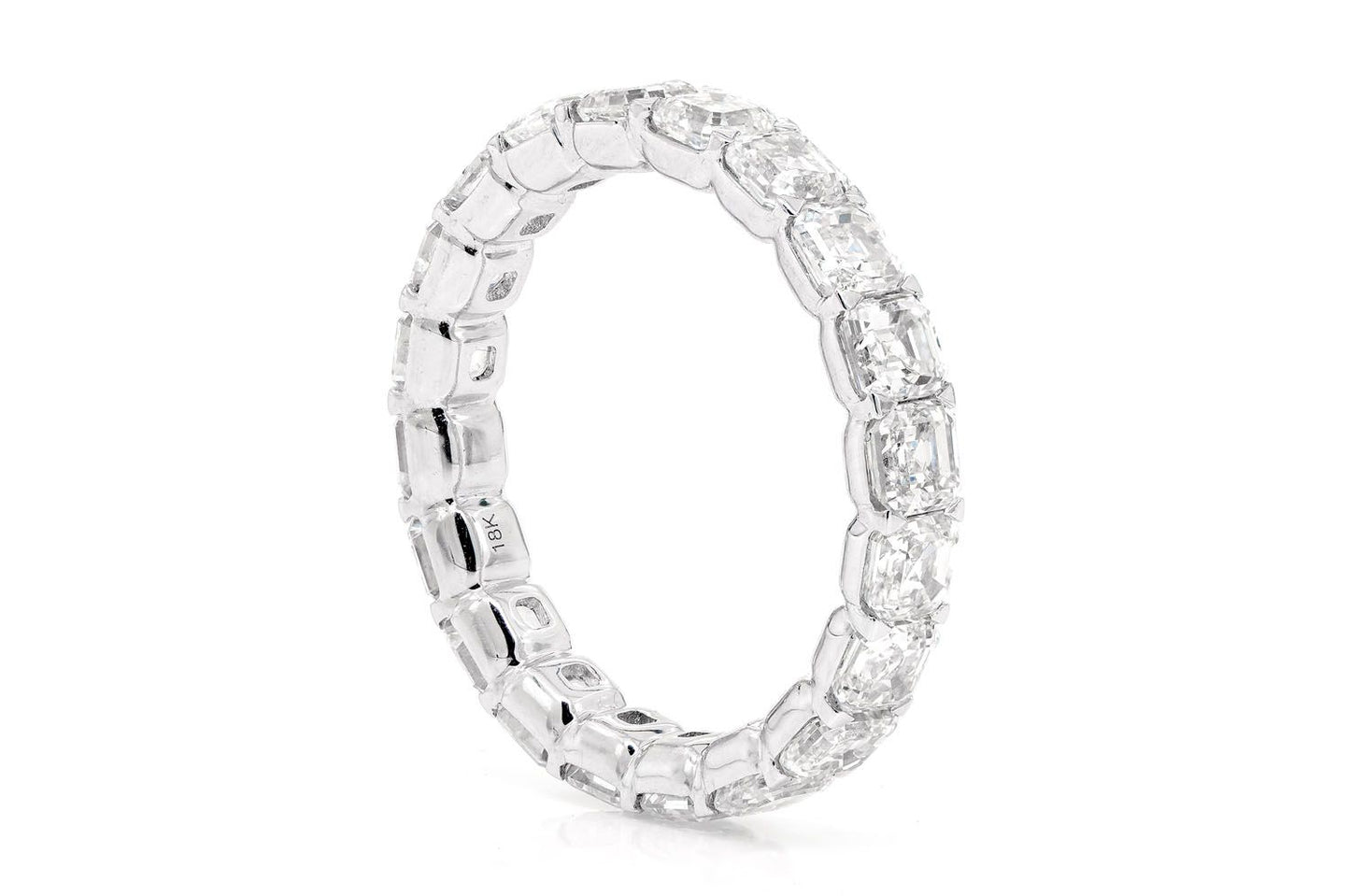 Бриллиантовое кольцо ASSCHER ETERNITY из цельного золота 14 карат, 4,65 карата
