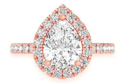 THAV - 1.50CT PEAR SOLITAIRE - SCALLOP HALO ONE ROW - DIAMOND ENGAGEMENT RING