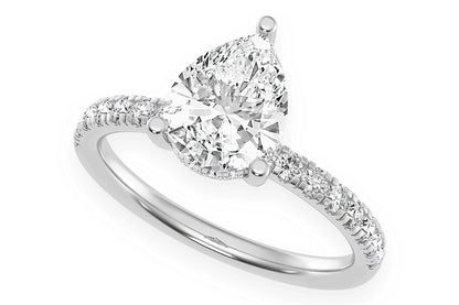 THINN - 2.00CT PEAR SOLITAIRE - ONE ROW UNDER HALO - DIAMOND ENGAGEMENT RING