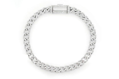 6MM DIAMOND CURB LINK BRACELET 14K SOLID GOLD 4CTW
