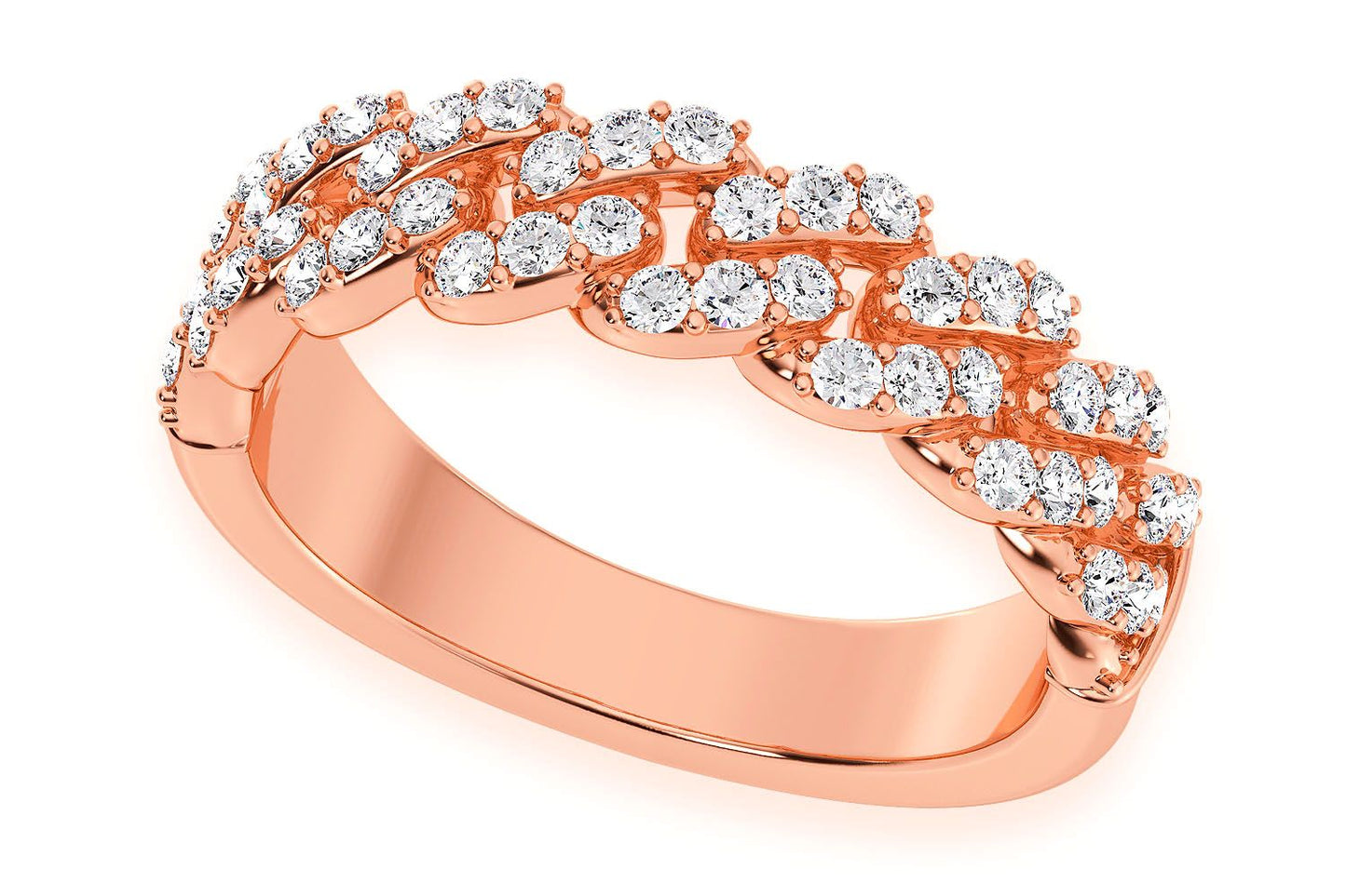 CUBAN DIAMOND RING 14K SOLID GOLD 0.55CTW