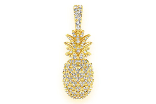 PINEAPPLE DIAMOND PENDANT 14K SOLID GOLD 0.60CTW