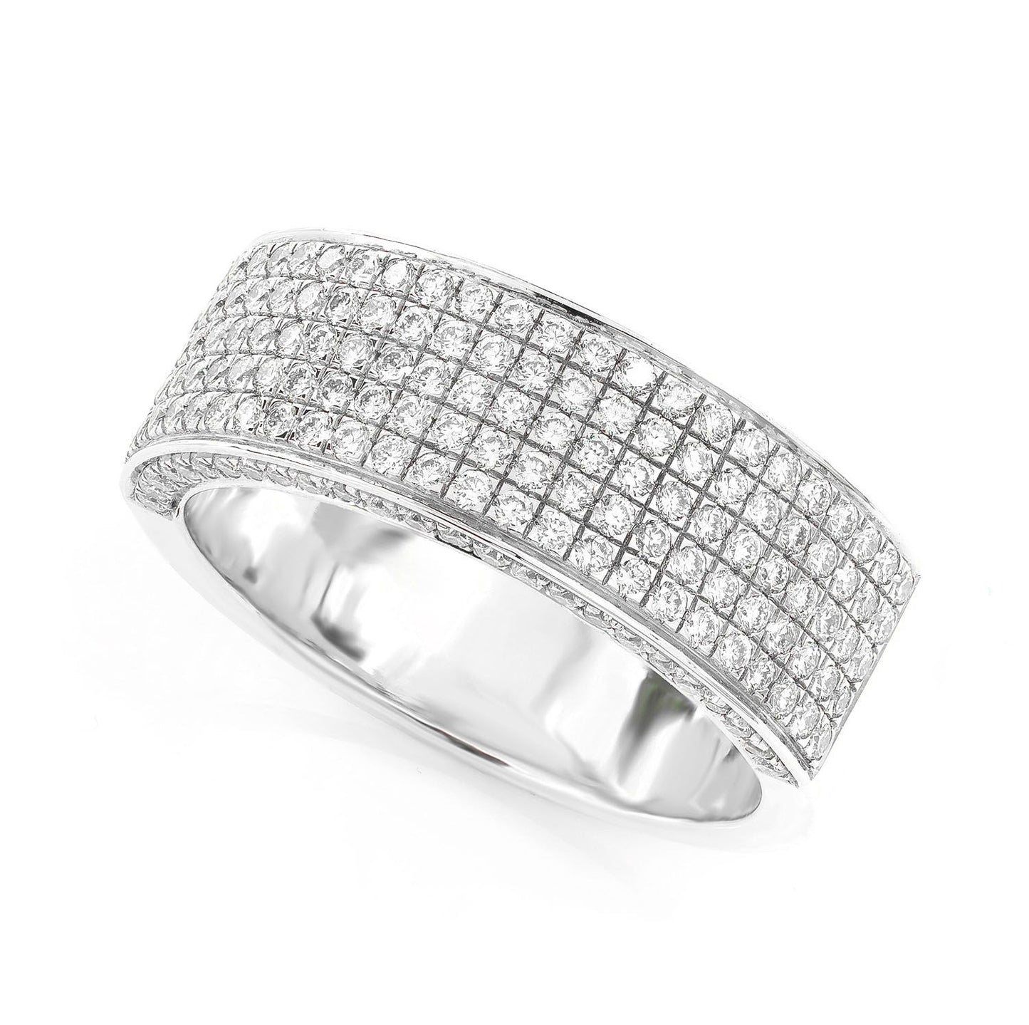 FIVE ROW PAVE DIAMOND BAND RING 14K SOLID GOLD 1.00CTW