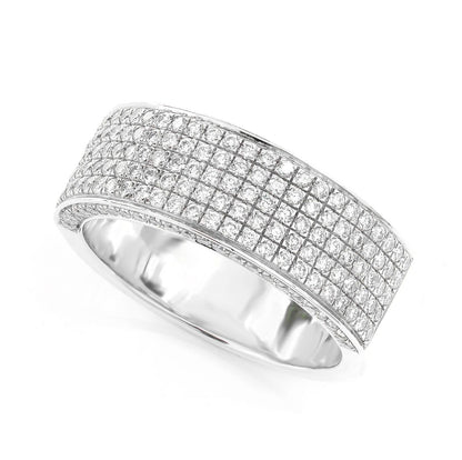 FIVE ROW PAVE DIAMOND BAND RING 14K SOLID GOLD 1.00CTW