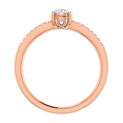 HALO SINGLE ROW DIAMOND ENGAGEMENT RING 0.12CTW - 14K SOLID GOLD