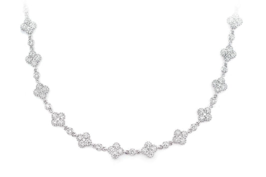 COLIER CLOVER DIAMOND MILGRAIN LINK STATION AUR MASIV DE 14K 4.00CT