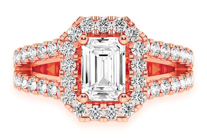 SPHINX - 0.75CT EMERALD CUT SOLITAIRE - HALO SPLIT SHANK - DIAMOND ENGAGEMENT RING