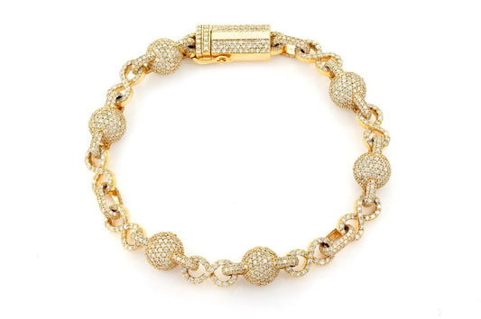 INFINITY BEAD LINK DIAMOND BRACELET 14K SOLID GOLD 12.50CTW