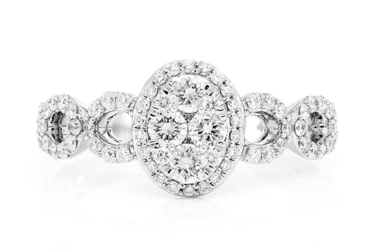 MOSAIC OVAL DIAMOND RING 14K SOLID GOLD 0.75CTW