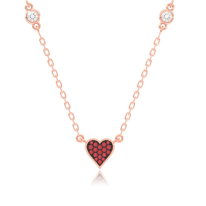 HEART PLAYING CARD SYMBOL PENDANT ATTACHED DIAMOND NECKLACE 14K SOLID GOLD 0.30CTW